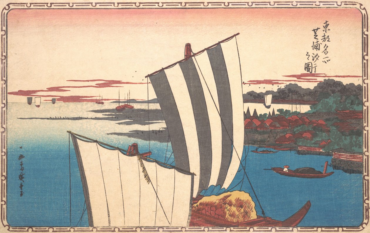 Spotkanie muszli w Shibaura. autorstwa Ando Hiroshige