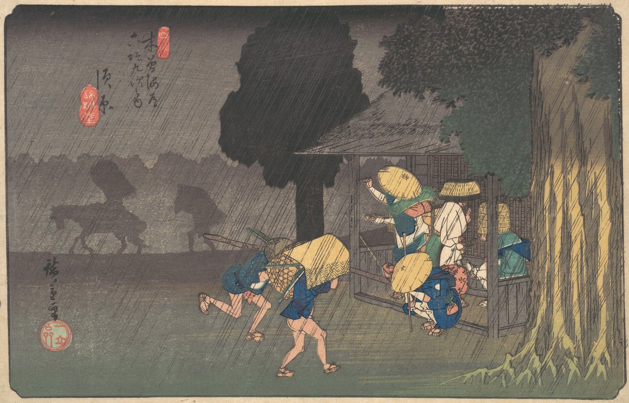 Suhara, z Sześćdziesięciu dziewięciu stacji Kisokaido, ca. 1838., ca. 1838. autorstwa Ando Hiroshige