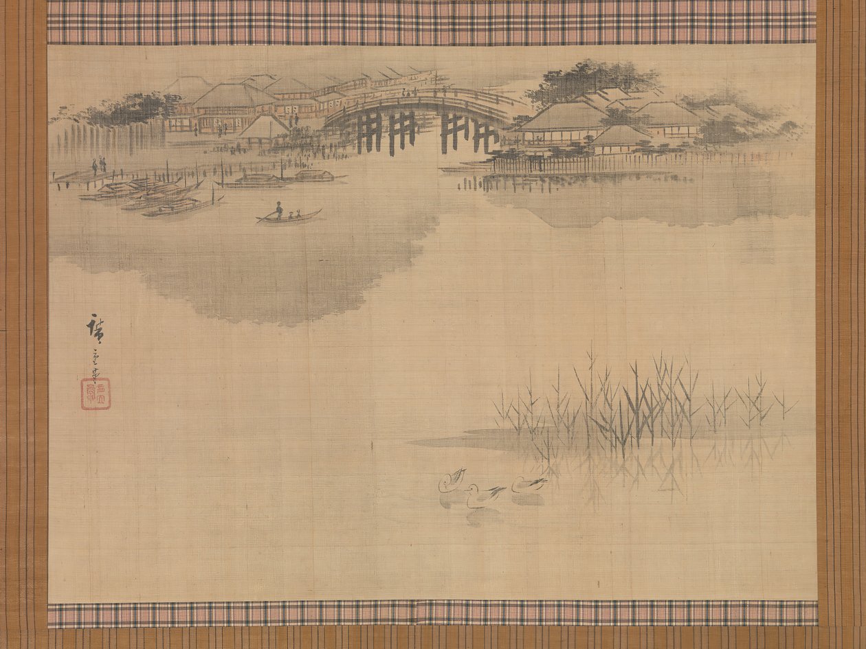 Most Imado u podnóża góry Matsuchi, XIX wiek. autorstwa Ando Hiroshige