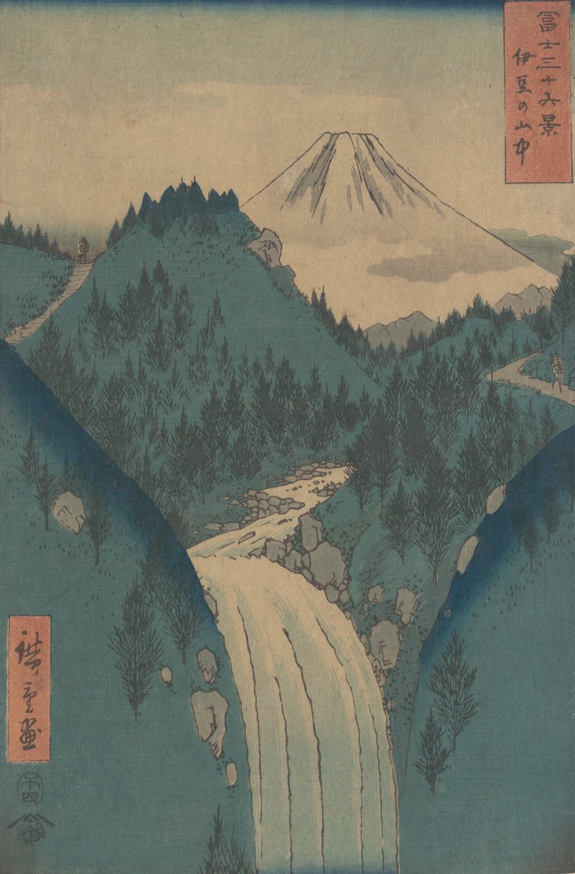 Widok Fuji san z gór w prowincji Izu Izu no Sanchu, z serii..., 1858. autorstwa Ando Hiroshige