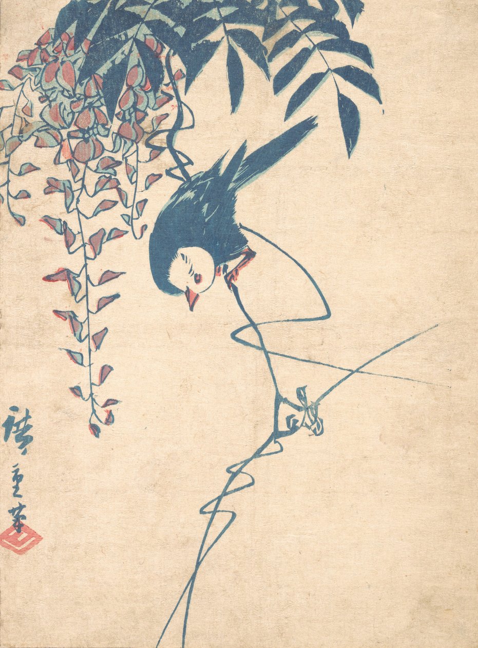 Glicynia i ptak białogłowy, ca. 1842., ca. 1842. autorstwa Ando Hiroshige