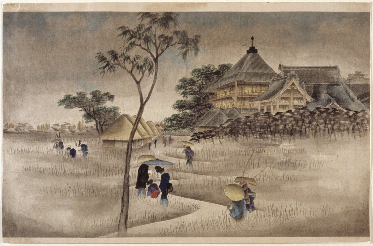 (Grande Prédio com Cabanas Abaixo) (Igual a 17.218) polonês autorstwa Ando or Utagawa Hiroshige