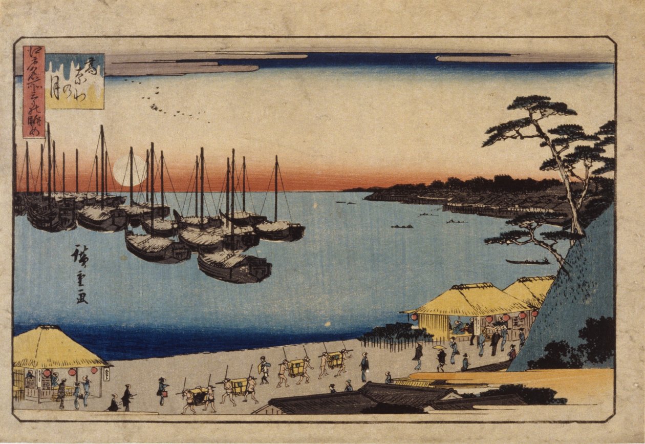 (żaglówki w porcie) autorstwa Ando or Utagawa Hiroshige