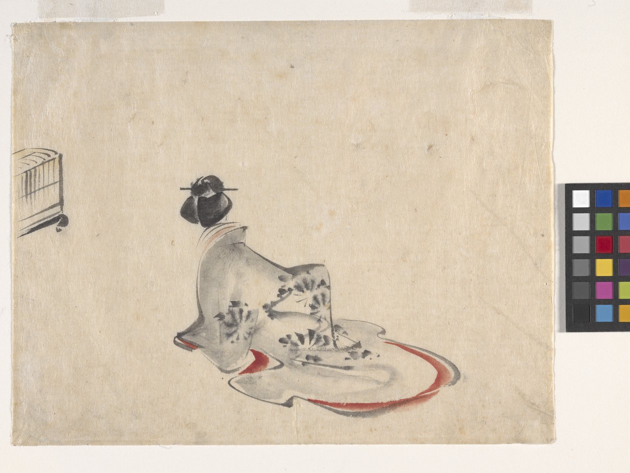 Kobieta w pokłonie (tusz i kolor na papierze) autorstwa Ando or Utagawa Hiroshige