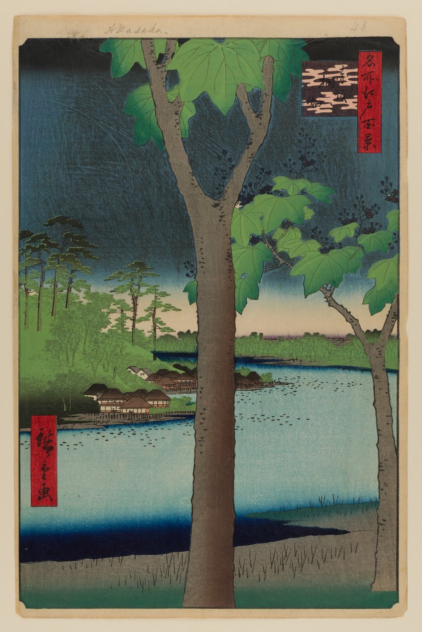 Akasaka Kiribatake autorstwa Ando or Utagawa Hiroshige