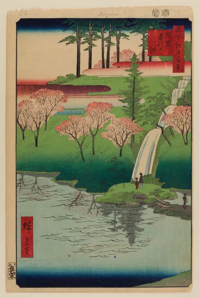 Staw Chiyogaike, Meguro autorstwa Ando or Utagawa Hiroshige
