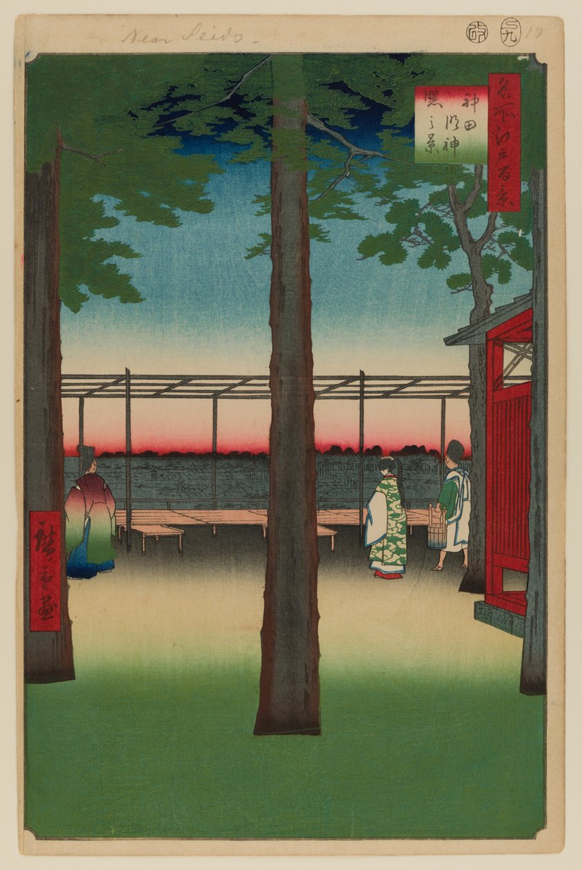 Świt w świątyni Kanda Myojin autorstwa Ando or Utagawa Hiroshige