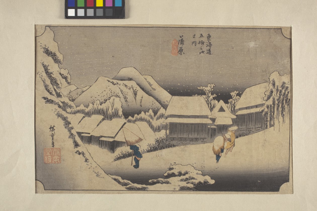 Wieczorny śnieg W Kambora autorstwa Ando or Utagawa Hiroshige