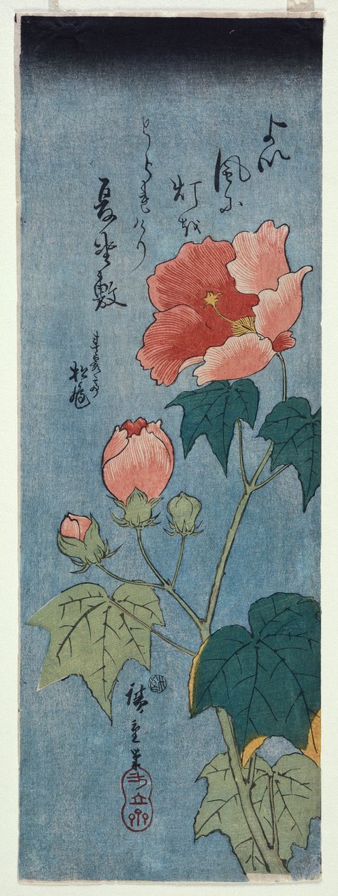 Kwitnące maki, Tanzaku autorstwa Ando or Utagawa Hiroshige