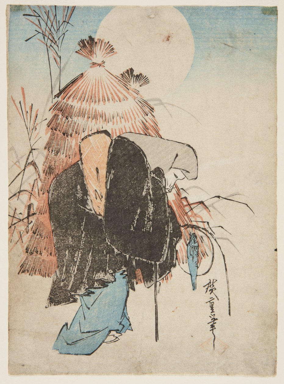 Fox Trap (kolorowy drzeworyt) autorstwa Ando or Utagawa Hiroshige