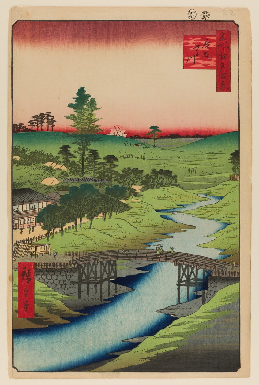Rzeka Furukawa, Hiroo autorstwa Ando or Utagawa Hiroshige