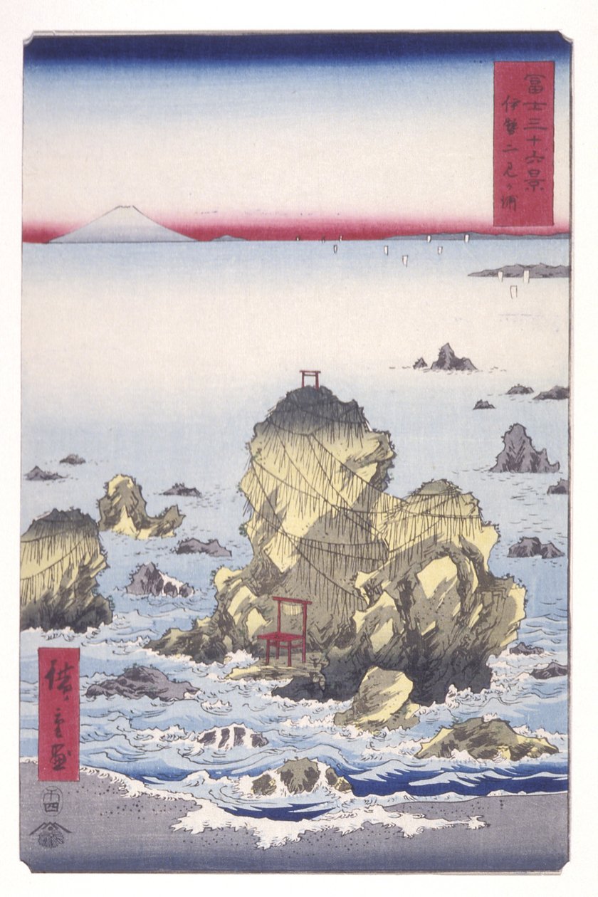 Futami Bay In Ise (Ise Futamigaura) (drzeworyt kolorowy) autorstwa Ando or Utagawa Hiroshige