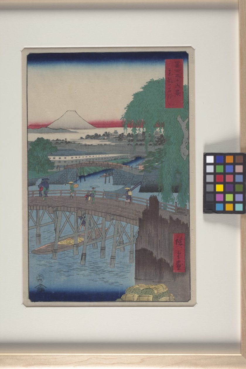 Most Ichikoku we wschodniej stolicy (Tōto: Ichikoku Bashi) (drzeworyt kolorowy) autorstwa Ando or Utagawa Hiroshige