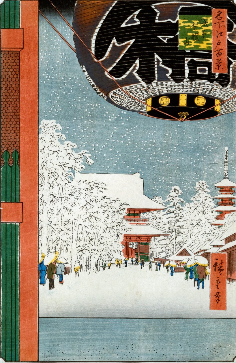 Świątynia Kinryuzan w Asakusa, z serii „Sto widoków słynnych miejsc w Edo” autorstwa Ando or Utagawa Hiroshige
