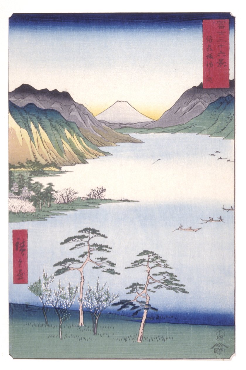 Shinano Shinano P Lovinse (dziecko Shinano Suwy) autorstwa Ando or Utagawa Hiroshige