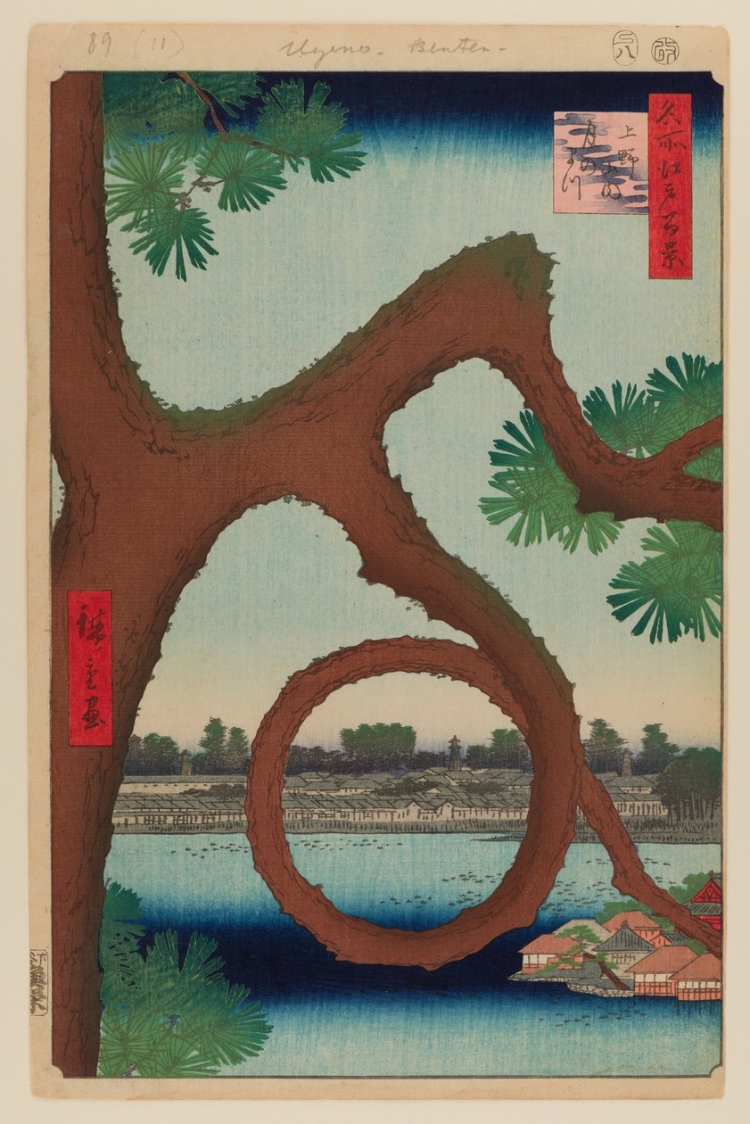 Moon Pine, Ueno autorstwa Ando or Utagawa Hiroshige