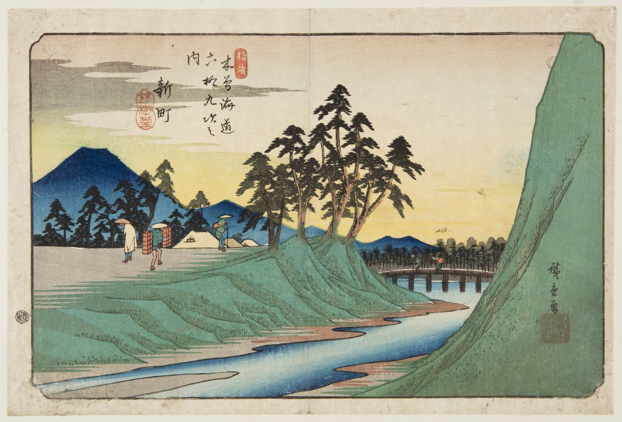 nr 12, Shinmachi (kolorowy drzeworyt) autorstwa Ando or Utagawa Hiroshige