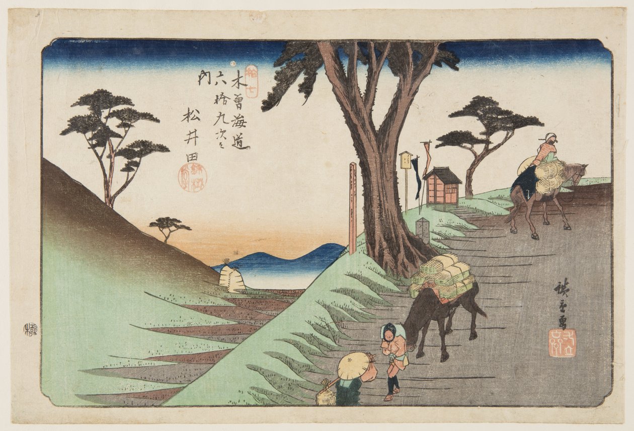 nr 17, Matsuida (kolorowy drzeworyt) autorstwa Ando or Utagawa Hiroshige