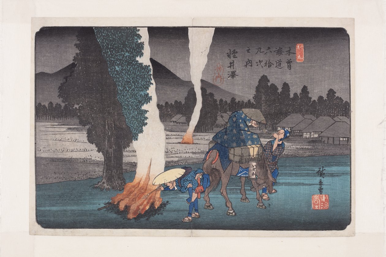 nr 19, Karuizawa (kolorowy drzeworyt) autorstwa Ando or Utagawa Hiroshige