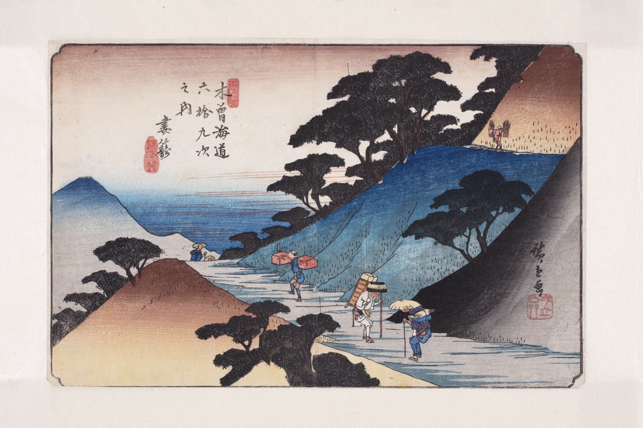 Nr 43, Tsumagome (kolorowy drzeworyt) autorstwa Ando or Utagawa Hiroshige