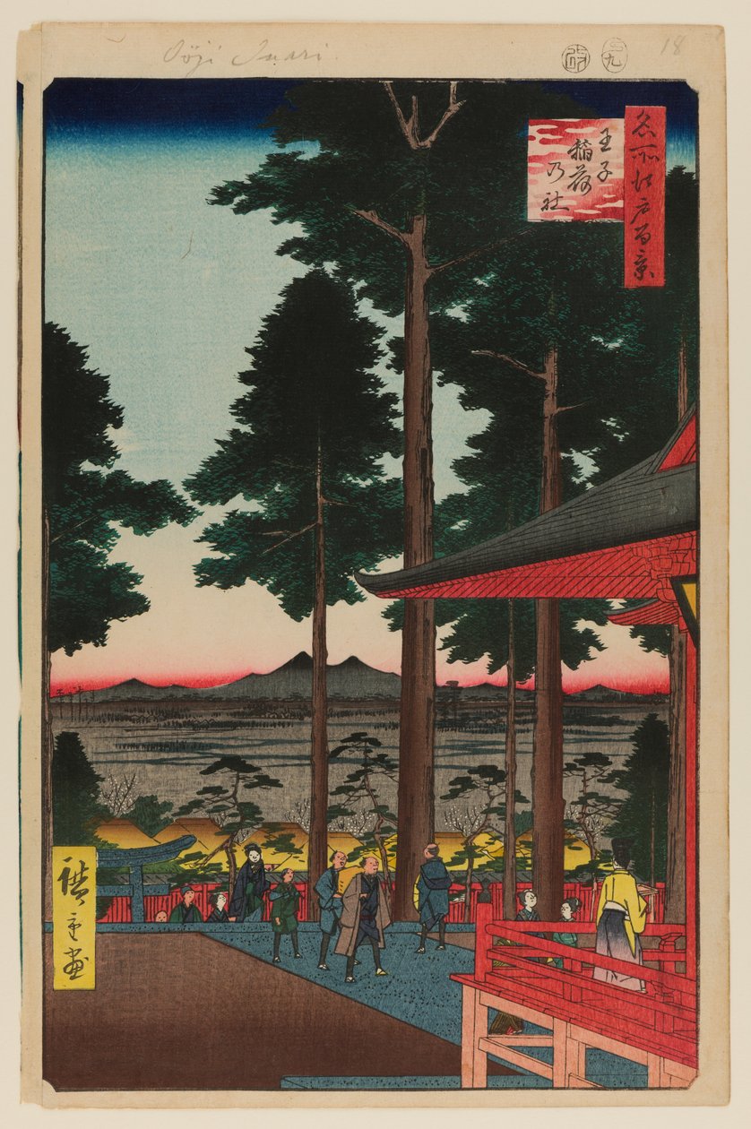 Sanktuarium Oji Inari autorstwa Ando or Utagawa Hiroshige