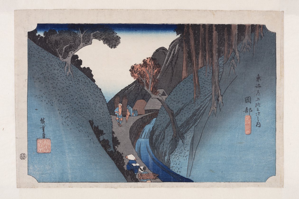 Okabe: Utsumontai (Okabe, Utsu no Yama) autorstwa Ando or Utagawa Hiroshige