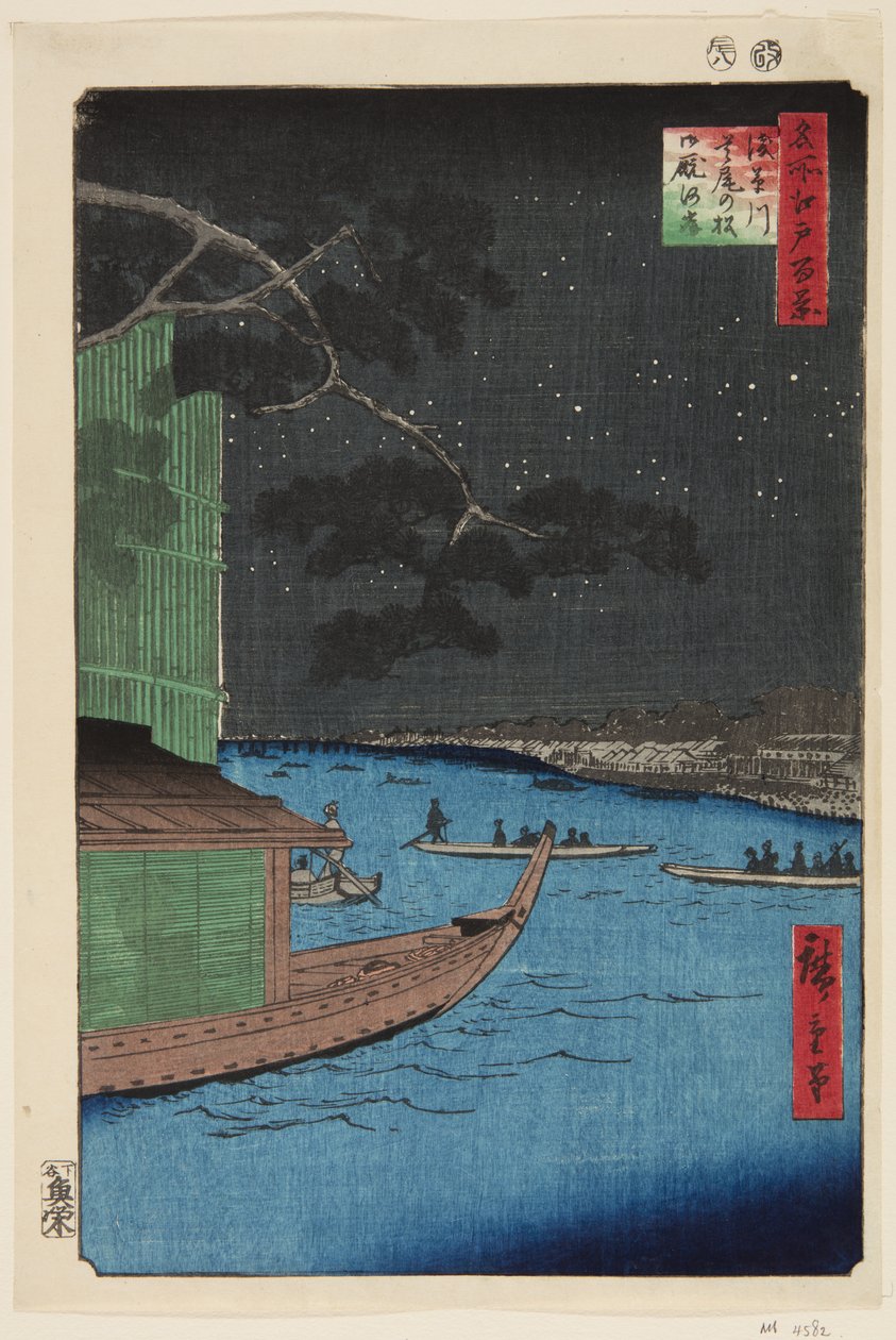 Plan kontaktu Pineo f Sutsu d Asakusa River (koń Matsu i śmierć głodowa obrony rzeki Asakusa) autorstwa Ando or Utagawa Hiroshige