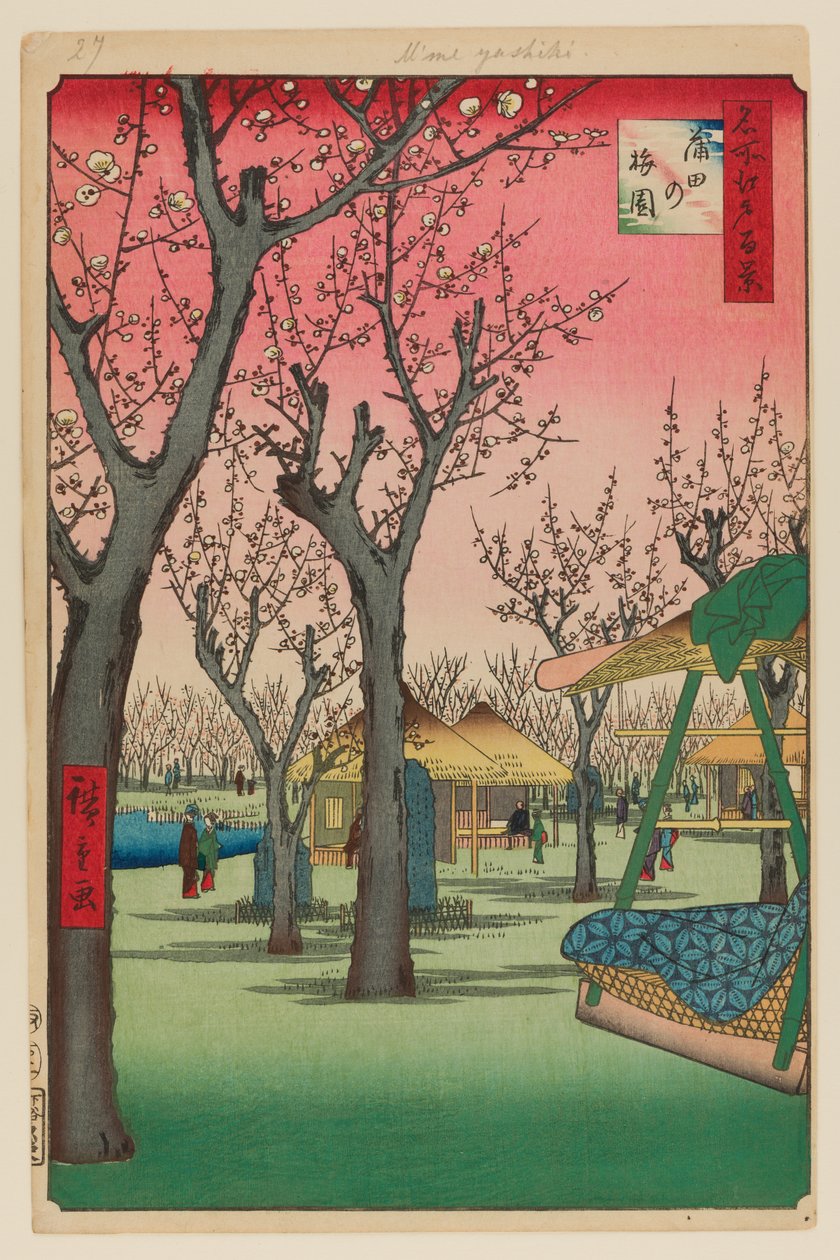 Plum Garden, Kamata (Kamata no Umezono) autorstwa Ando or Utagawa Hiroshige