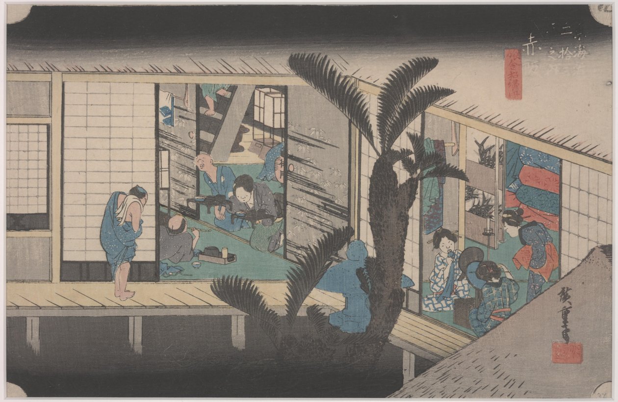 Scena w karczmie autorstwa Ando or Utagawa Hiroshige