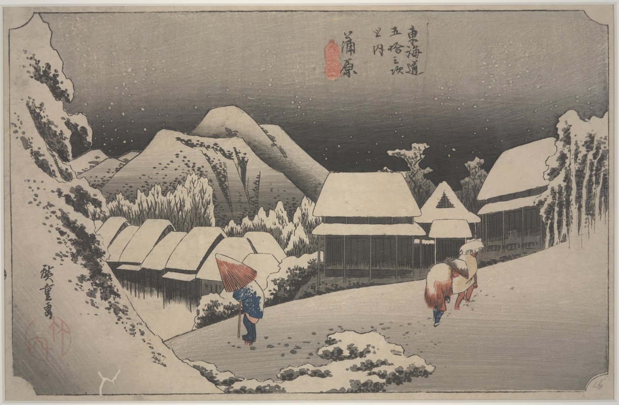 Śnieg w nocy autorstwa Ando or Utagawa Hiroshige