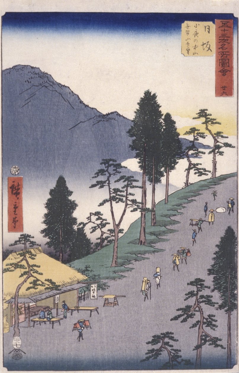 Station 26, Nissaka (kolorowy drzeworyt) autorstwa Ando or Utagawa Hiroshige