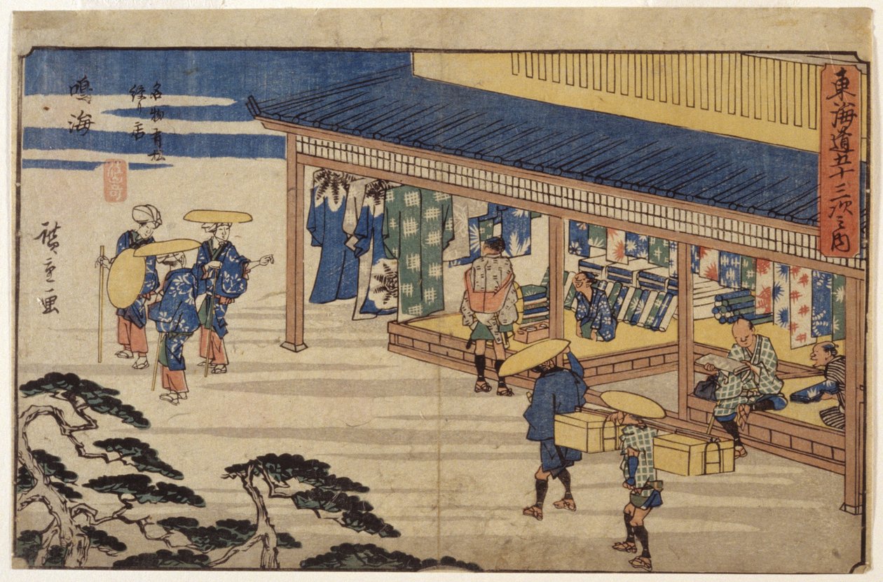 Station 41, Narumi (kolorowy drzeworyt) autorstwa Ando or Utagawa Hiroshige