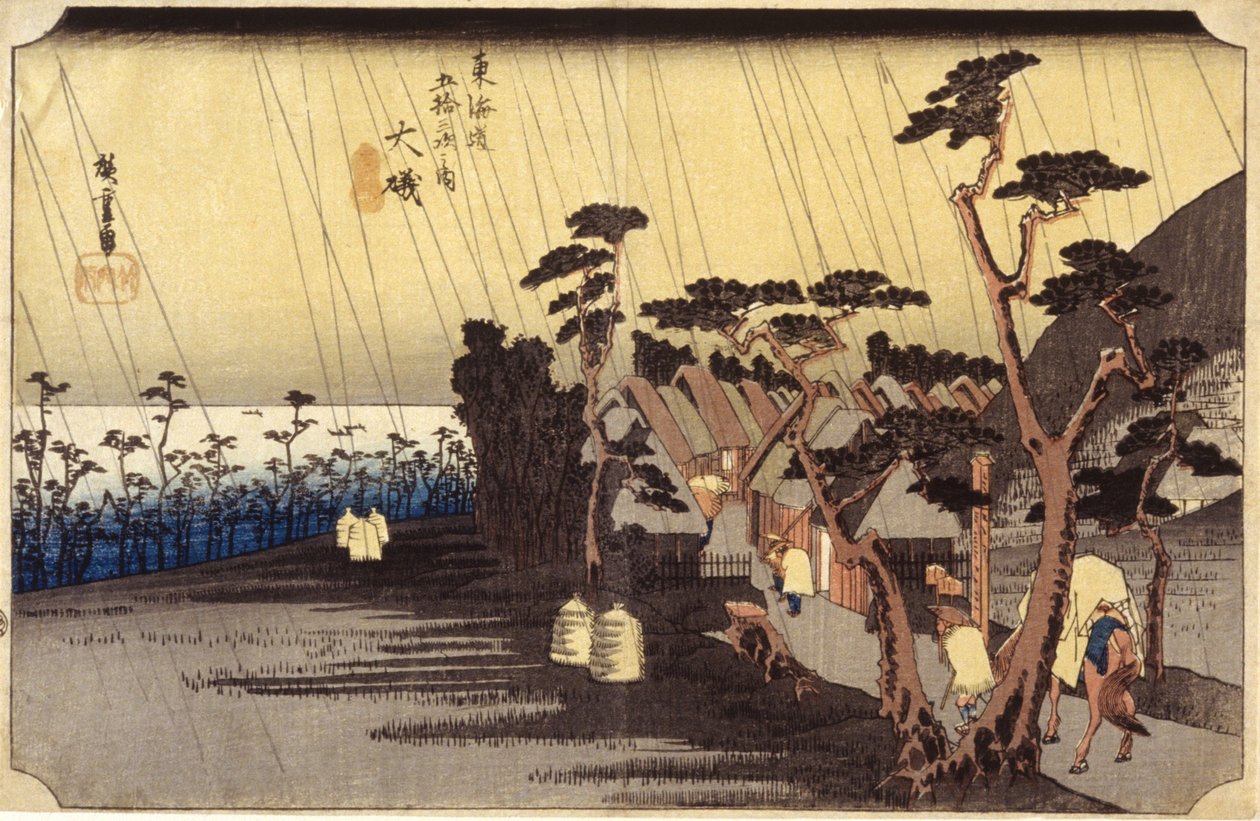 Stacja 9, Oiso (drzeworyt) autorstwa Ando or Utagawa Hiroshige