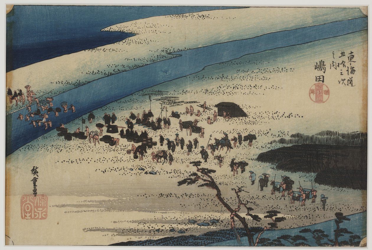 Suruga wersja k te hej ri ver autorstwa Ando or Utagawa Hiroshige