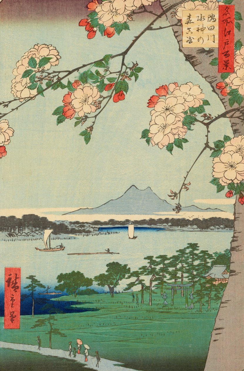 Lasy Suijin i Massaki nad rzeką Sumida autorstwa Ando or Utagawa Hiroshige