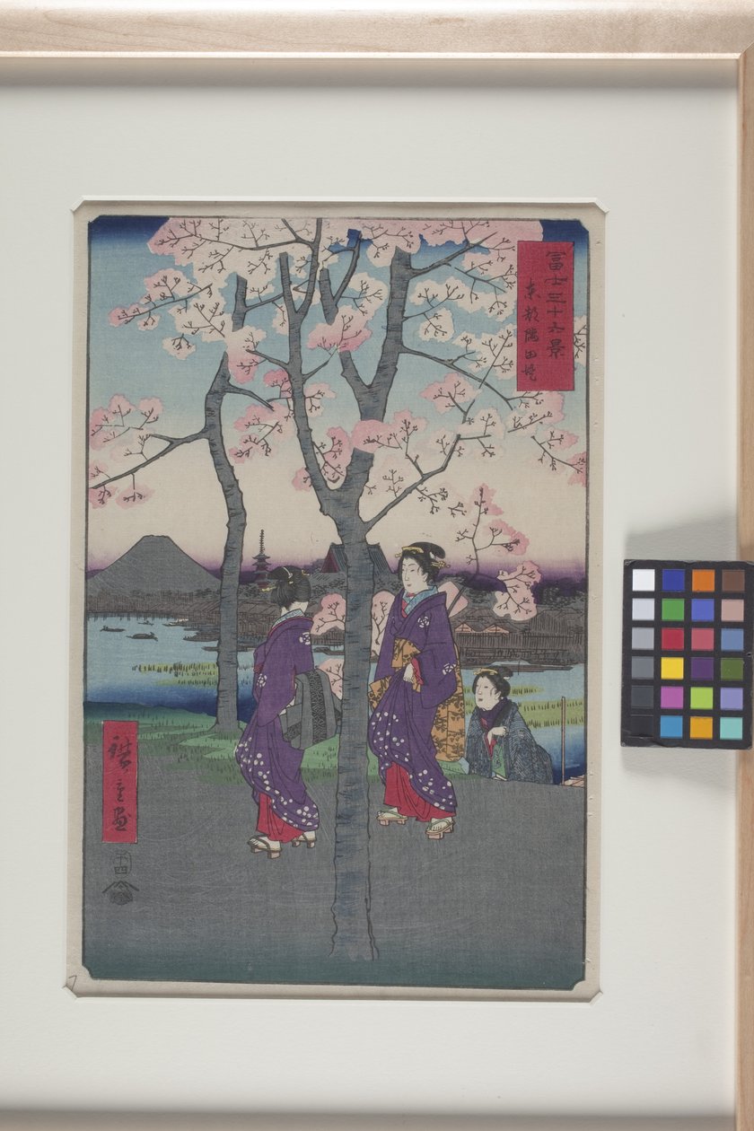 Nabrzeże Sumida we wschodniej stolicy (Tōto: Sumida Tei) (drzeworyt kolorowy) autorstwa Ando or Utagawa Hiroshige