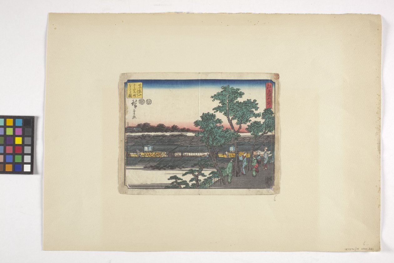 Widok Saruwakacho z Matsuchiyamy (drzeworyt kolorowy) autorstwa Ando or Utagawa Hiroshige