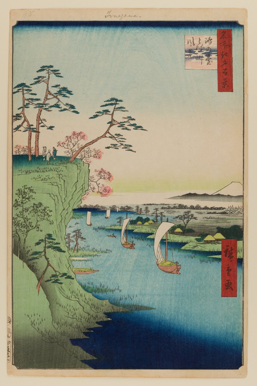 Widok na Konodai i rzekę Tone autorstwa Ando or Utagawa Hiroshige