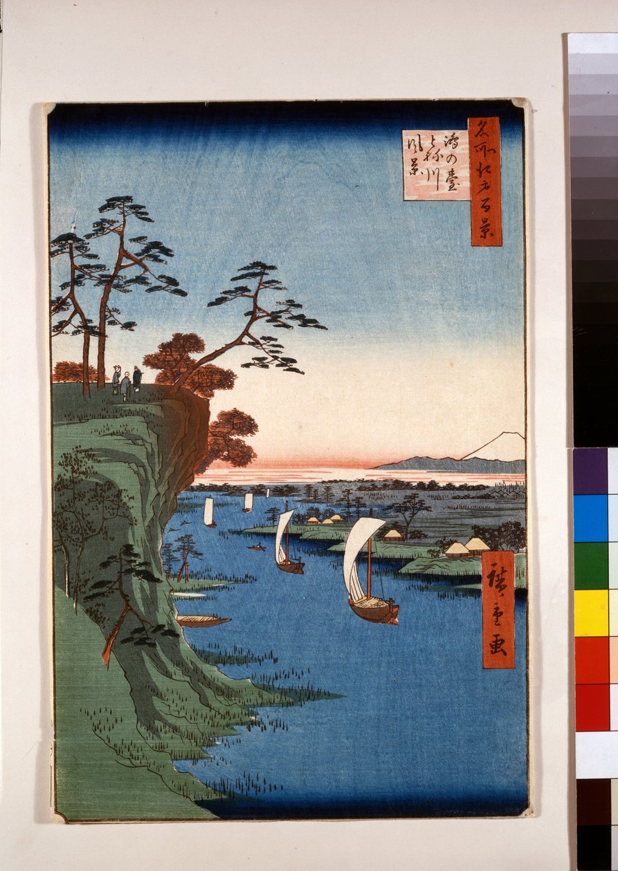 Widok na Konodai i rzekę Tone autorstwa Ando or Utagawa Hiroshige