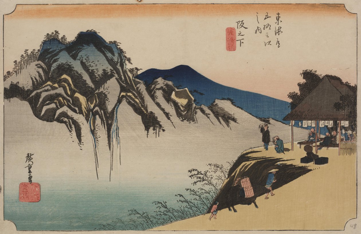 Widok na górę Fudesute autorstwa Ando or Utagawa Hiroshige