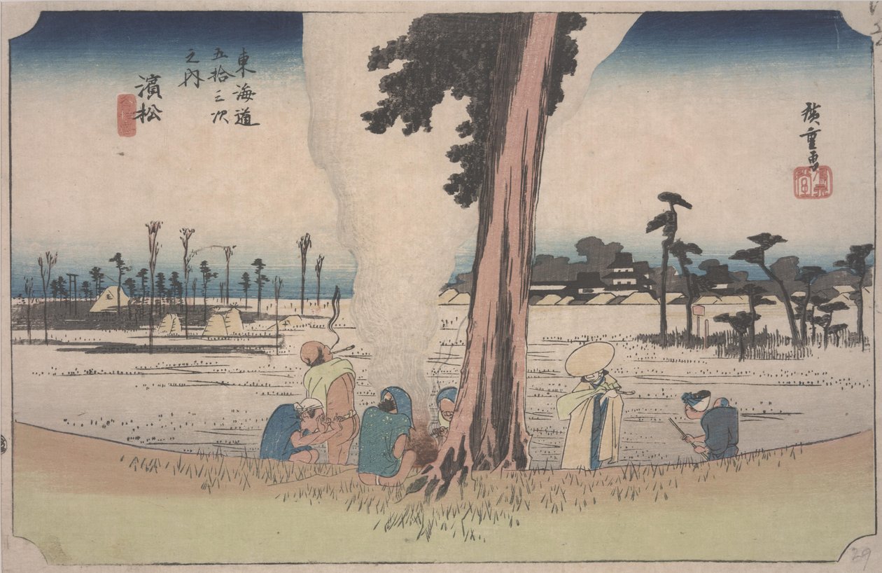 Zimowa scena autorstwa Ando or Utagawa Hiroshige
