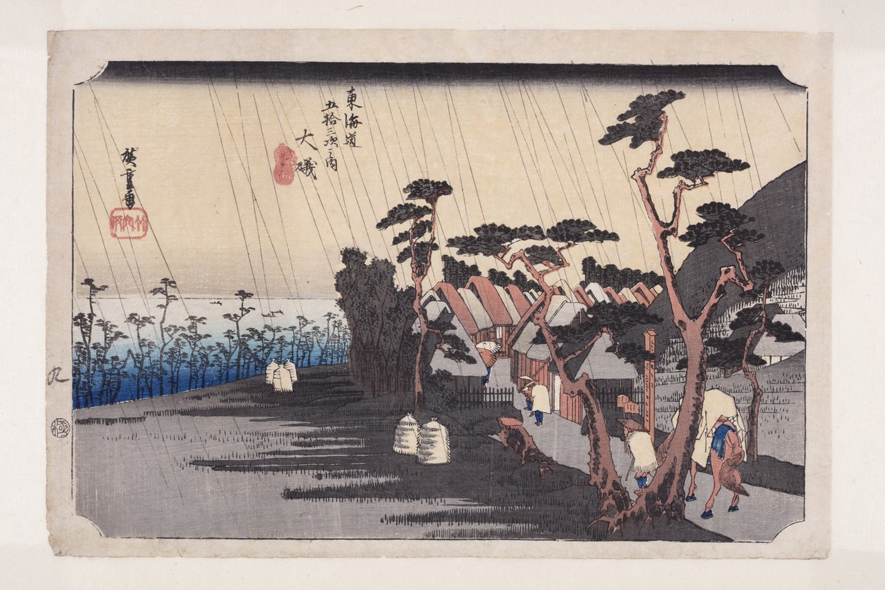 ?iso: Tora's Rain (?iso, Tora ga ame) (kolorowy drzeworyt) autorstwa Ando or Utagawa Hiroshige