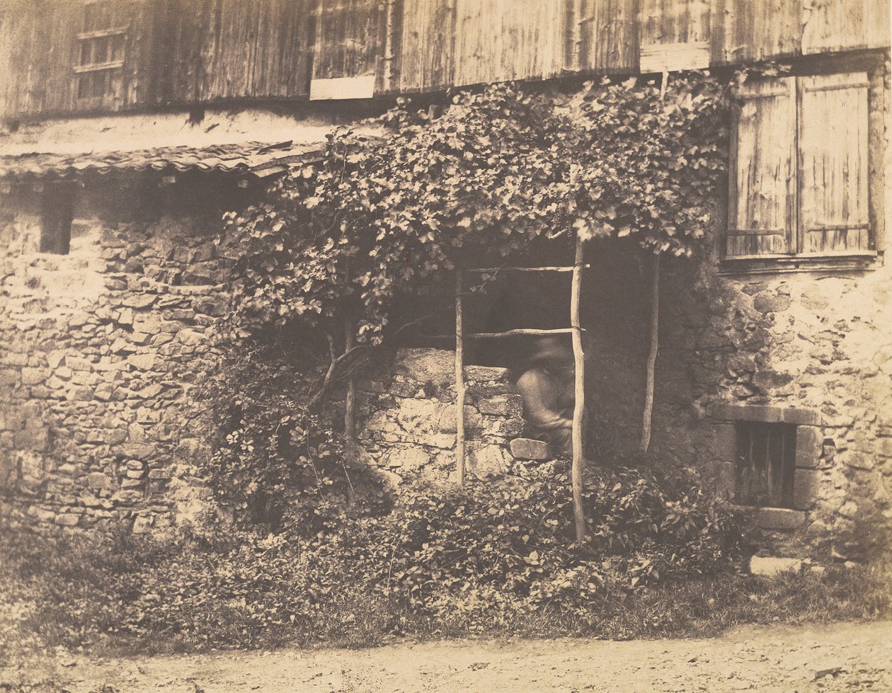 [Rustykalny budynek z Człowiekiem pod kratą], ok. 201 1853. autorstwa André Giroux