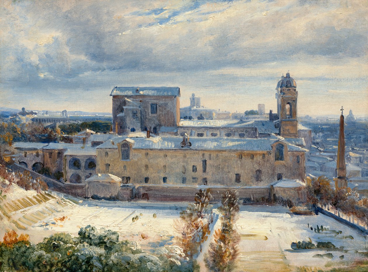 Santa Trinità dei Monti w śniegu autorstwa André Giroux