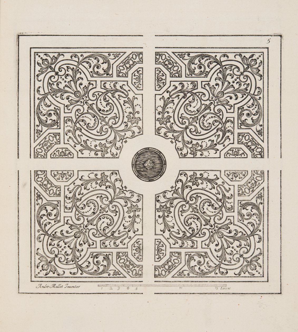 Projekt dla Parter, z Theater des Plans et Jardinages, wyd. 1652 (rycina) autorstwa André Mollet