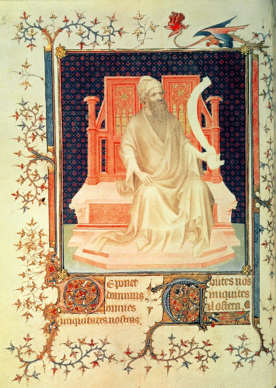 Fr 13091 f.29v Prorok Micheasz, z Psałterza Jeana, księcia Berry, ok. 1386 r. autorstwa Andre Beauneveu