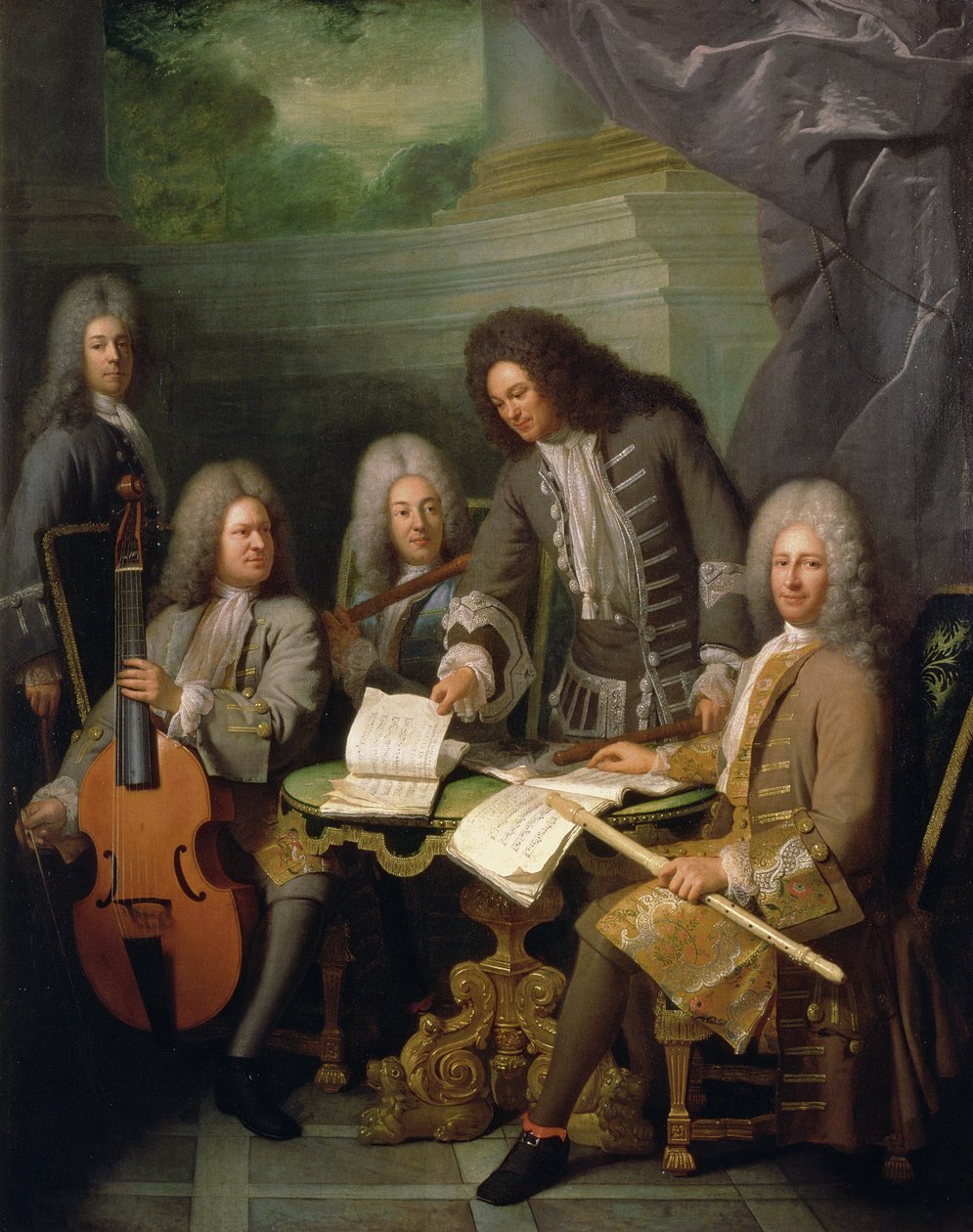 La Barre i inni muzycy, c.1710 autorstwa Andre Bouys