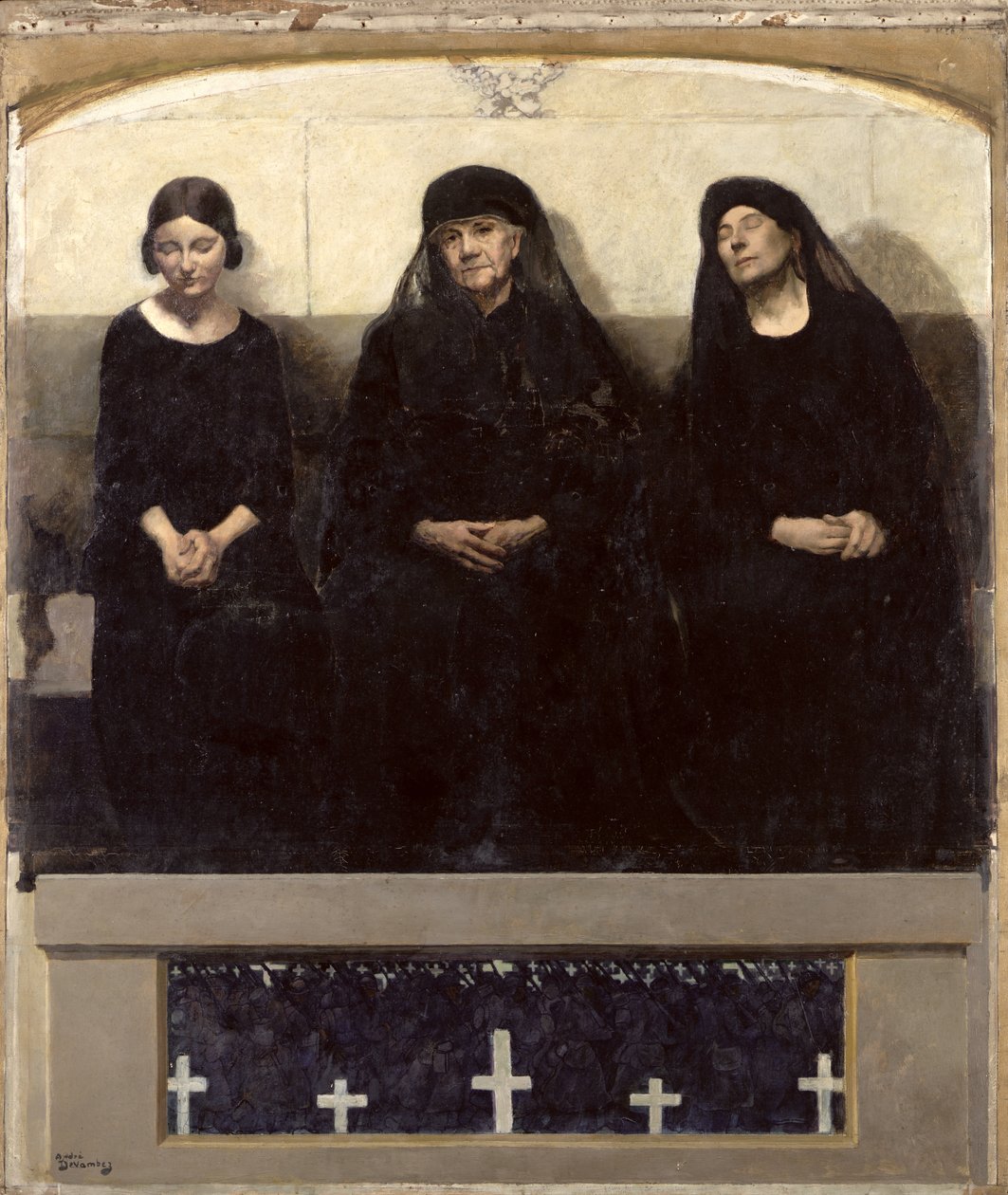 Trzy kobiety opłakujące utraconą, centralny panel tryptyku „Remembering the Dead”, c.1918 (olej) autorstwa Andre Devambez
