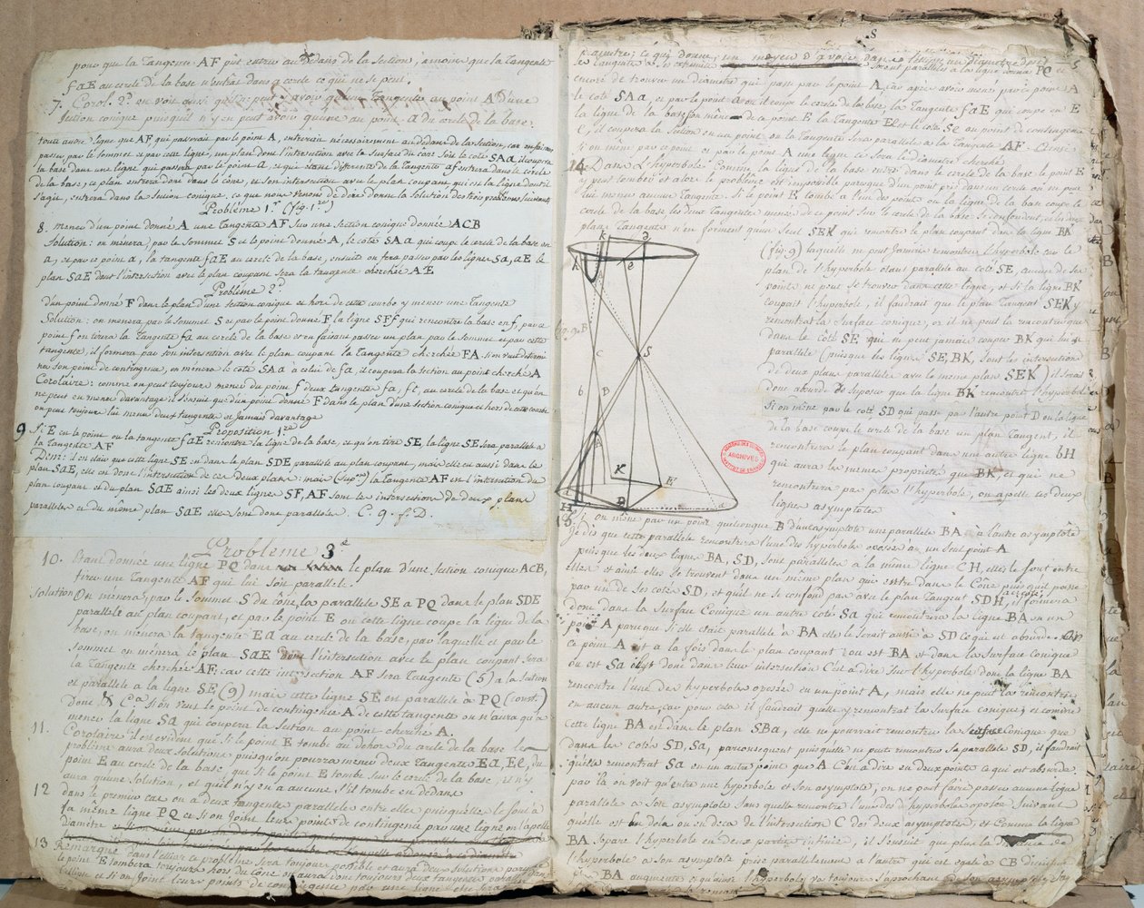 Ms 198 Page z Traite des Sections Coniques, 1788 pióro i atrament na papierze autorstwa Andre Marie Ampere