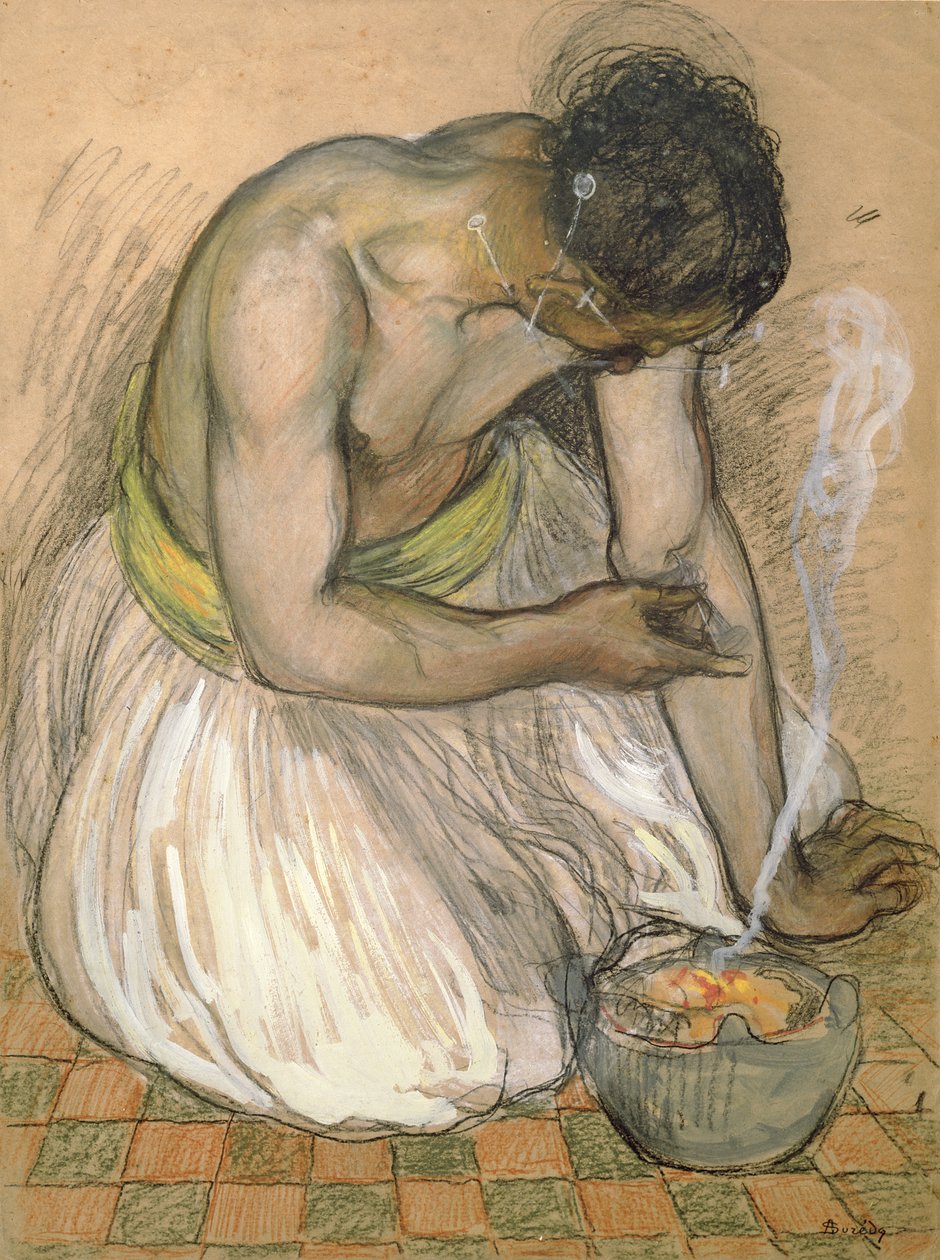 Marokański fakir (pastel i gwasz na papierze) autorstwa Andre Sureda